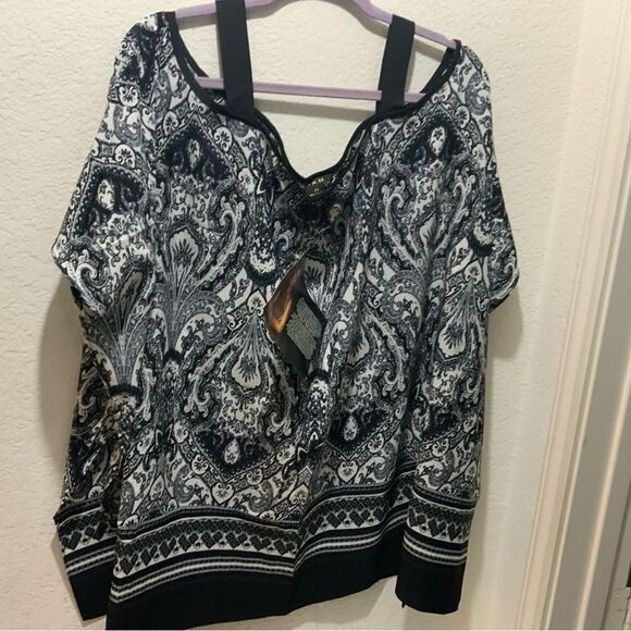 Iman, NWT black white  on or off shoulder 2X - Picture 1 of 6